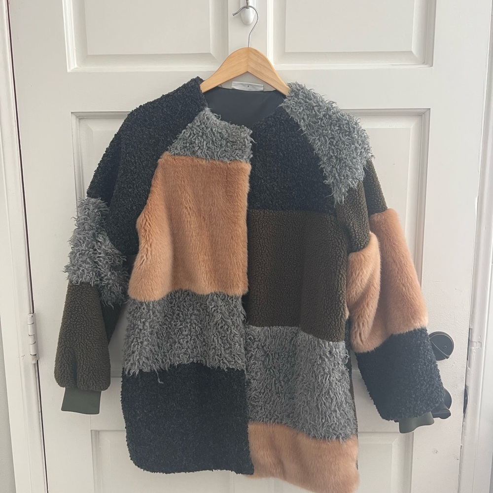 Patchwork Faux Fur Coat